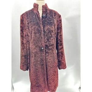 Valerie Stevens Faux Astrakhan Plush Coat XL‎  Vintage Fur Winter